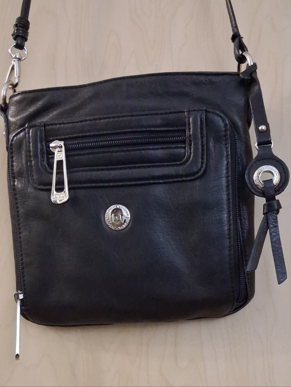 Stone Mountain Black Leather Crossbody Bag